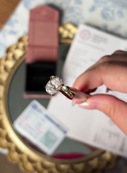 3.01Ct Oval Brilliant E VVS2 | 14k Yellow Gold 6.75 Engagement Ring
