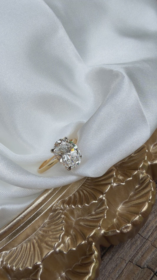 3.01Ct Oval Brilliant E VVS2 | 14k Yellow Gold 6.75 Engagement Ring